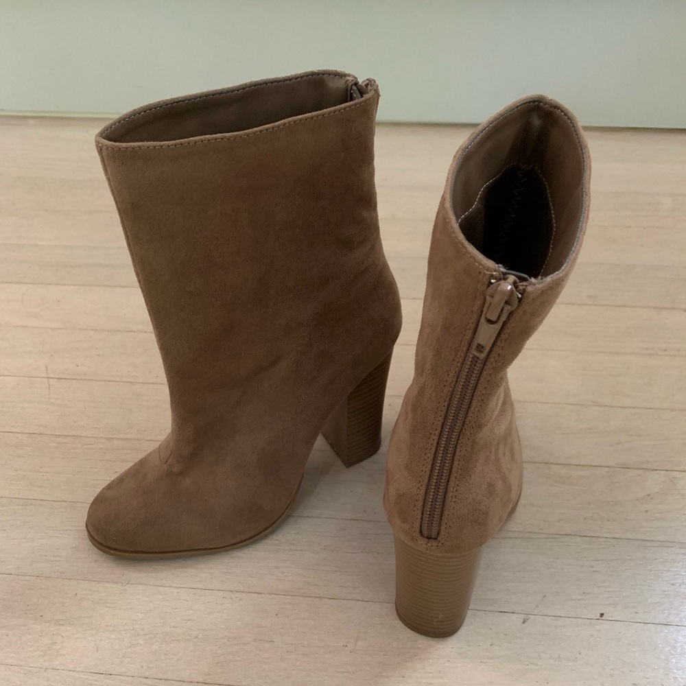 X2B brown heeled boot. Never never worn!